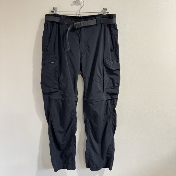 Columbia Pants 34 x 30 Navy Blue Hiking Convertible Shorts Rip Stop Pockets Belt - Picture 1 of 10